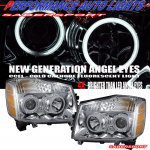 Фары тюнинговые, ангельские глазки (хром #2) CCFL для Nissan Armada 04-10 Halo Projector Headlights