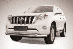 Защита переднего бампера d76+d57 двойная Toyota Land Cruiser Prado (2014)